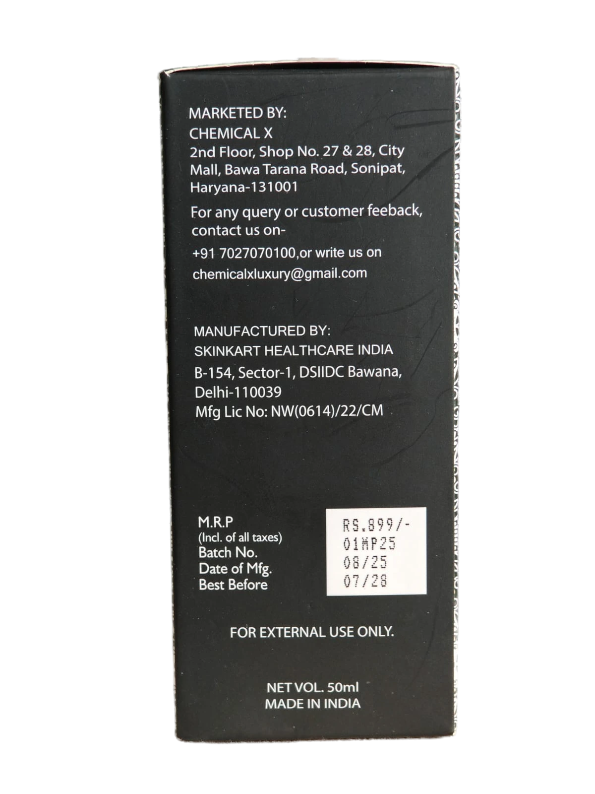 Chemical X | Masterpiece | Eau De Parfum | Luxury Unisex Long-Lasting Perfume for Men & Women, 50ml